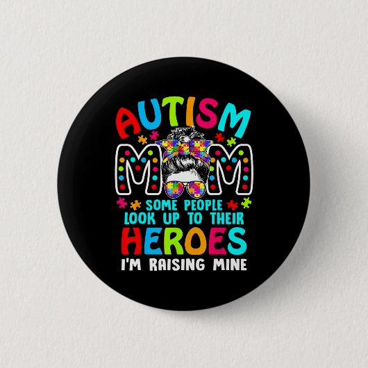 Autisme Moeder Die Een Held Grootbrengt Legpuzzels Ronde Button 5,7 Cm (Voorkant)