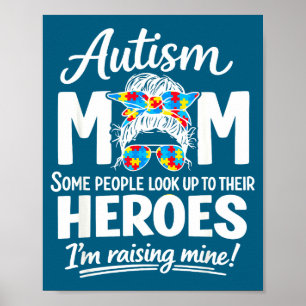 Autisme moeder die held vergroot puzzel bewustzijn poster