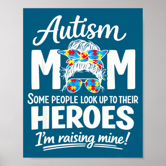 Autisme moeder die held vergroot puzzel bewustzijn poster (Voorkant)