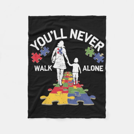 Autisme moeder je zult nooit alleen lopen om autis fleece deken (Voorkant)