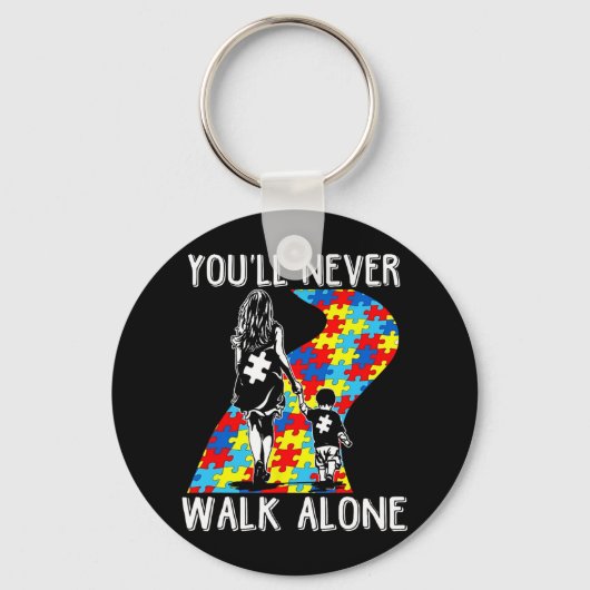 Autisme moeder je zult nooit alleen lopen om autis sleutelhanger (Voorkant)