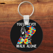 Autisme moeder je zult nooit alleen lopen om autis sleutelhanger (Voorkant)