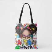 Autisme Moeder" Kleurrijke Onvoorwaardelijke Liefd Tote Bag (Voorkant)