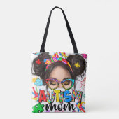 Autisme Moeder" Kleurrijke Onvoorwaardelijke Liefd Tote Bag (Achterkant)