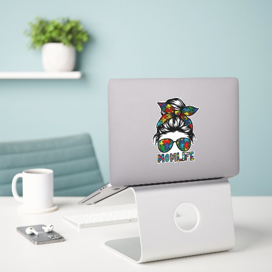 Autisme Moeder Leven, Autisme Awareness Day Gift Sticker (Laptop op bureau)