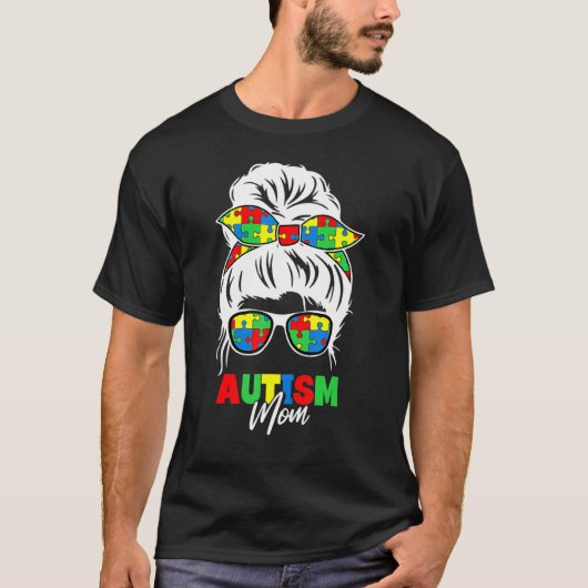 Autisme Moeder Leven Bewustwording Rommelige Knot T-shirt (Voorkant)