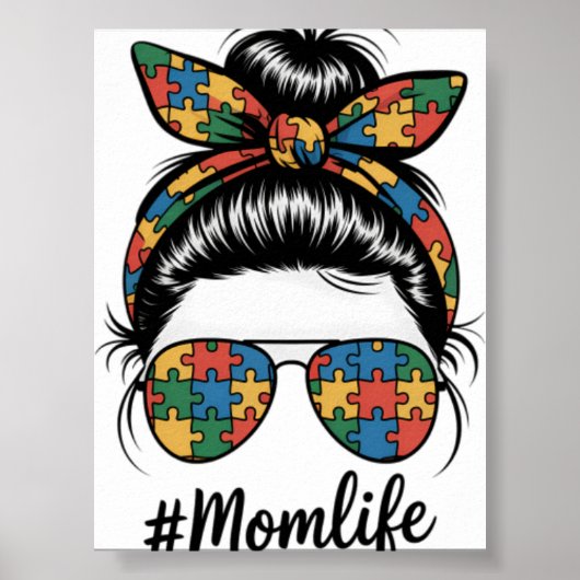 Autisme Moeder Leven Puzzel Rommelige Knot Autisme Poster (Voorkant)