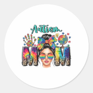 Autisme Moeder Luipaard Print Autistisch Kinder Au Ronde Sticker