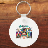 Autisme Moeder Luipaard Print Autistisch Kinder Au Sleutelhanger (Voorkant)