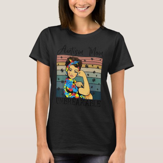 Autisme Moeder  Onbreekbaar Autisme Bewustzijn  Mo T-shirt (Voorkant)