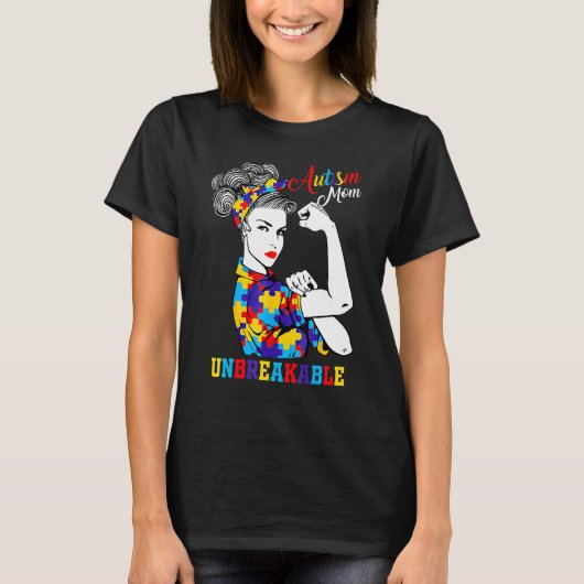 Autisme Moeder Onbreekbaar Autisme Bewustzijn T-shirt (Voorkant)
