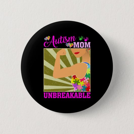 Autisme Moeder Onbreekbaar Autisme Bewustzijn Voor Ronde Button 5,7 Cm (Voorkant)