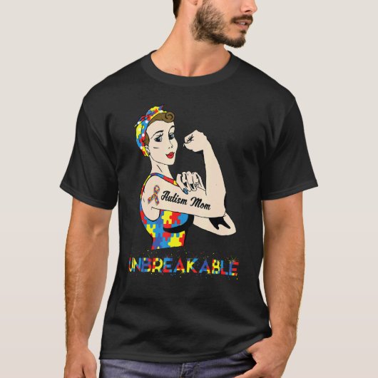 Autisme Moeder Onbreekbaar Sterke Moeder Autisme B T-shirt (Voorkant)