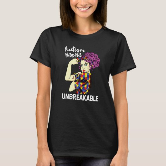 Autisme Moeder Onbreekbaar T-shirt Autisme Bewustz (Voorkant)