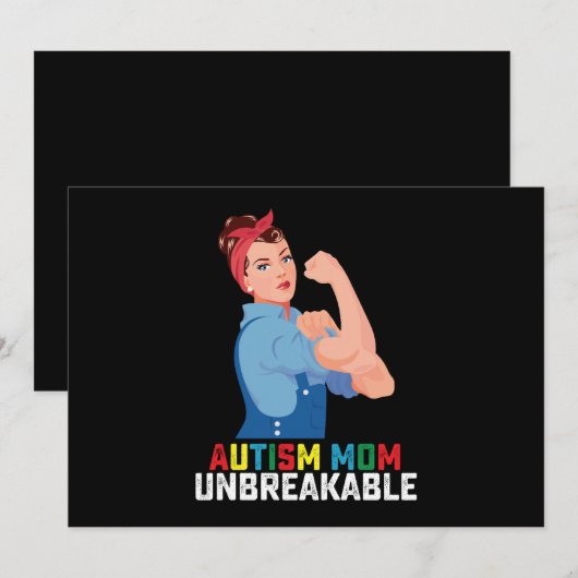 Autisme Moeder Onbreekbaar Trots Autistisch Famili Kaart (Voorkant / Achterkant)