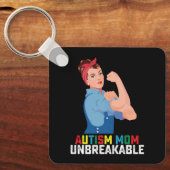 Autisme Moeder Onbreekbaar Trots Autistisch Famili Sleutelhanger (Voorkant)