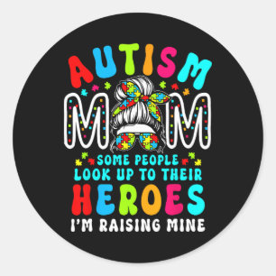 Autisme Moeder Opvoeden Held Groovy Rommelige Bun  Ronde Sticker