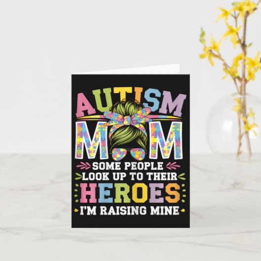 Autisme Moeder Opvoeden Held Groovy Rommelige Knot Kaart (Gele Bloem)