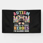 Autisme moeder opvoeden held Messy Bun Autistisch Spandoek (Horizontaal)