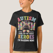 Autisme moeder opvoeden held Messy Bun Autistisch T-shirt (Voorkant)