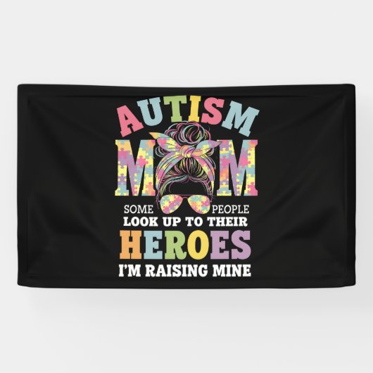 Autisme Moeder Opvoeden Held Rommelige Knot Autist Spandoek (Horizontaal)