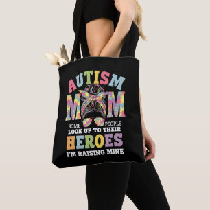 Autisme Moeder Opvoeden Held Rommelige Knot Autist Tote Bag