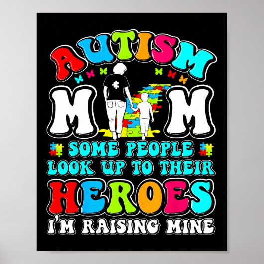 Autisme Moeder Opvoedende Held Moeder Zoon Autisme Poster (Voorkant)