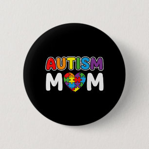 Autisme Moeder Puzzel Hart Bewustzijn Mama Moeder Ronde Button 5,7 Cm