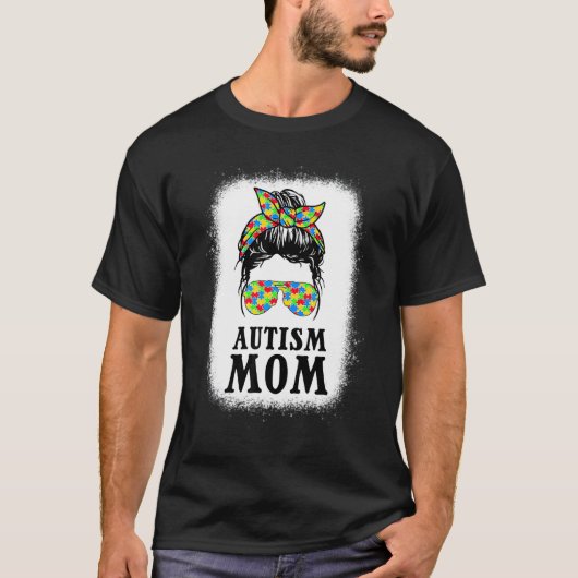 Autisme Moeder Rommelige Knot Autisme Bewustzijn M T-shirt (Voorkant)