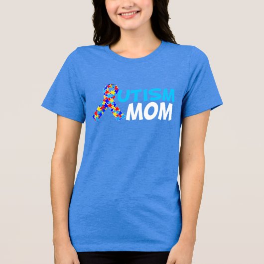 Autisme moeder Schattige blauw vrouwen Tri-Blend Shirt (Voorkant)