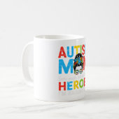 Autisme moeder verhogen held grappig autisme bewus koffiemok (Voorkant links)