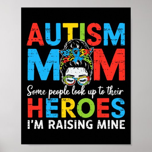 Autisme moeder verhogen held grappig autisme bewus poster (Voorkant)