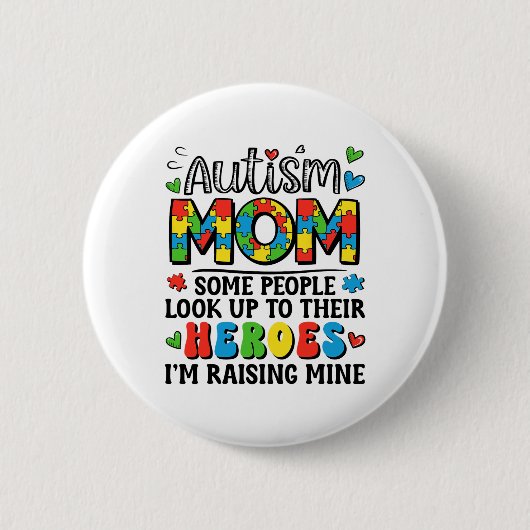 Autisme moeder verhogen Hero Groovy Autisme Bewust Ronde Button 5,7 Cm (Voorkant)