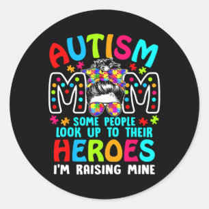 Autisme moeder verhogen van een Hero Puzzel Stuk O Ronde Sticker