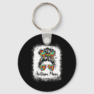 Autisme Mom Life Messy Bun Zonnebrillen Bandana Mo Sleutelhanger