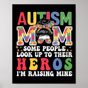 Autisme Mom Raising - Hero Groovy Messy Bun Autism Poster