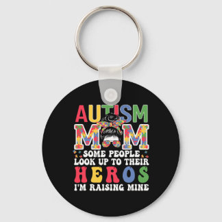 Autisme Mom Raising - Hero Groovy Messy Bun Autism Sleutelhanger
