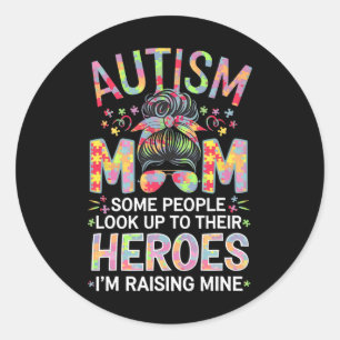 Autisme Mom Raising Hero Puzzel Stuk Art Autisme A Ronde Sticker