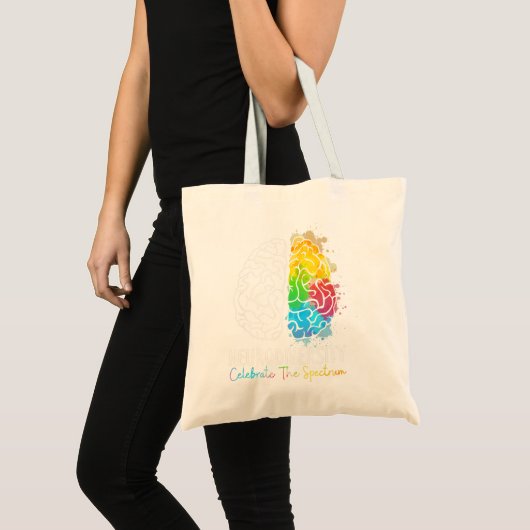 Autisme neurodiversity Spectrum ASD ADHD Rainbow B Tote Bag (Voorkant (product))