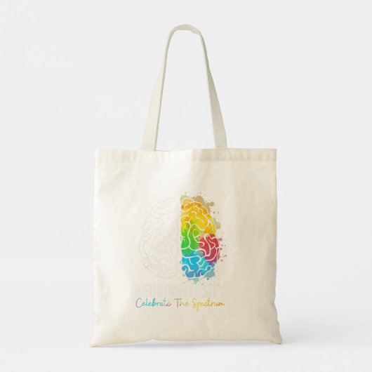 Autisme neurodiversity Spectrum ASD ADHD Rainbow B Tote Bag (Achterkant)