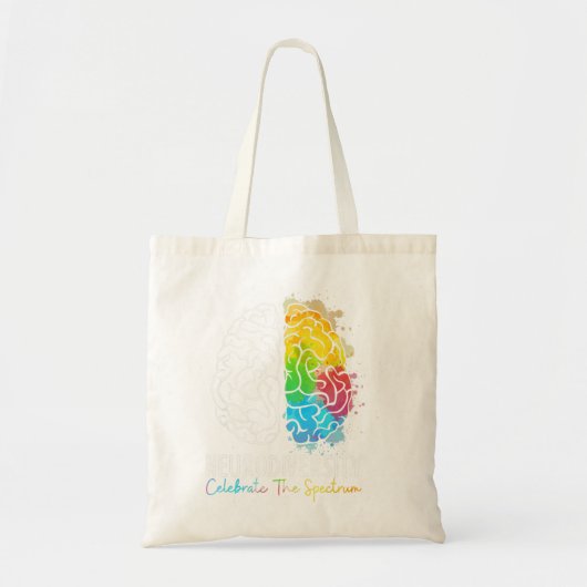 Autisme neurodiversity Spectrum ASD ADHD Rainbow B Tote Bag (Voorkant)