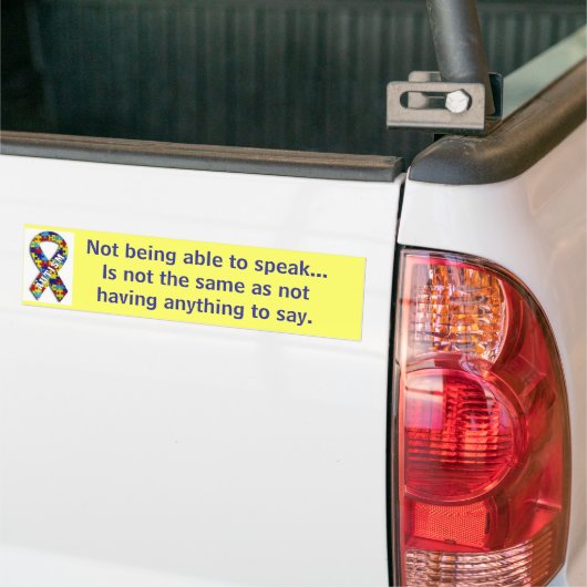 Autisme: "Niet spreken" Bumpersticker (Op Truck)