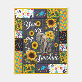 Autisme Olifant Zonnebloem Je bent mijn zonneschij Fleece Deken