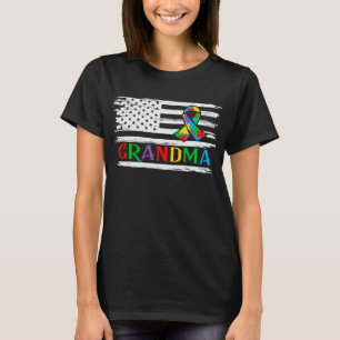 Autisme Oma Amerikaanse vlag T-shirt