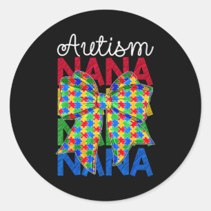 Autisme oma autisme bewustzijn dag coquette strik ronde sticker