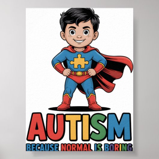 Autisme Omdat Normaal Saai Is Superheld Kind Auti Poster (Voorkant)