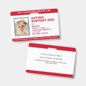 Autisme Ondersteuning Persoonlijke Servicehond Fot Badge (Voor- en achterkant)