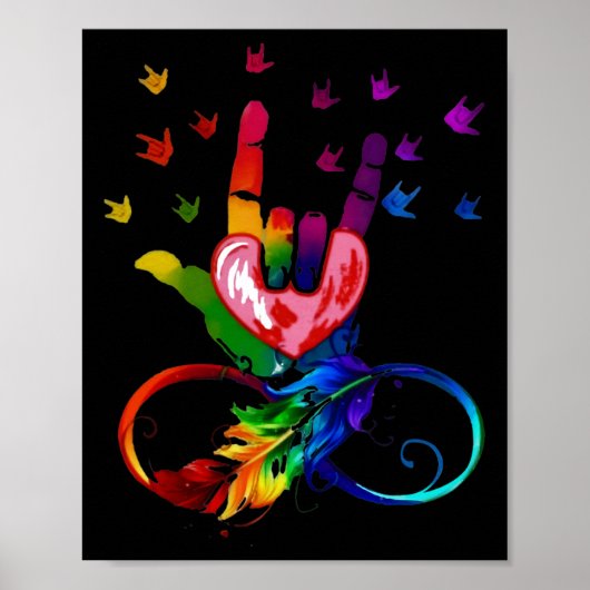 Autisme Oneindigheidssymbool Asl Hand Gebarentaal Poster (Voorkant)