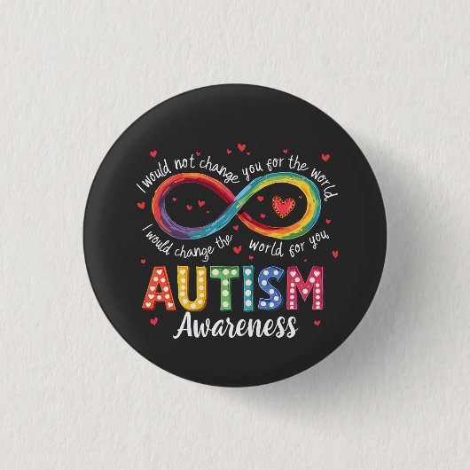 Autisme Oneindigheidssymbool Autisme Bewustzijn Ma Ronde Button 3,2 Cm (Voorkant)