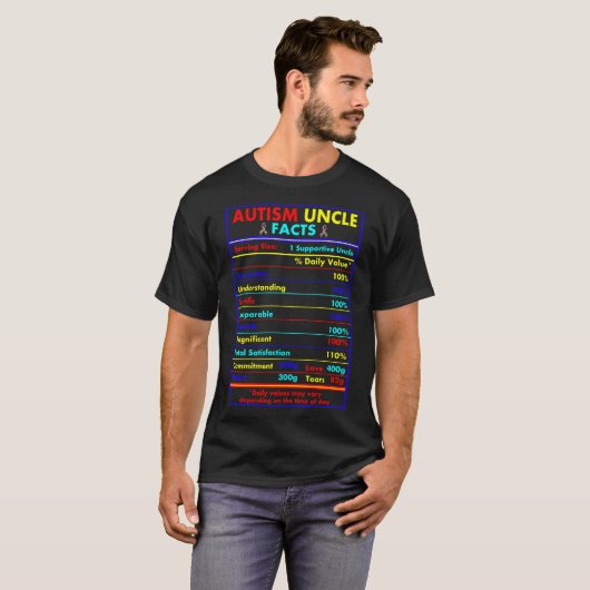 Autisme oom Facts Servings Love Awareness T-shirt (Voorkant volledig)